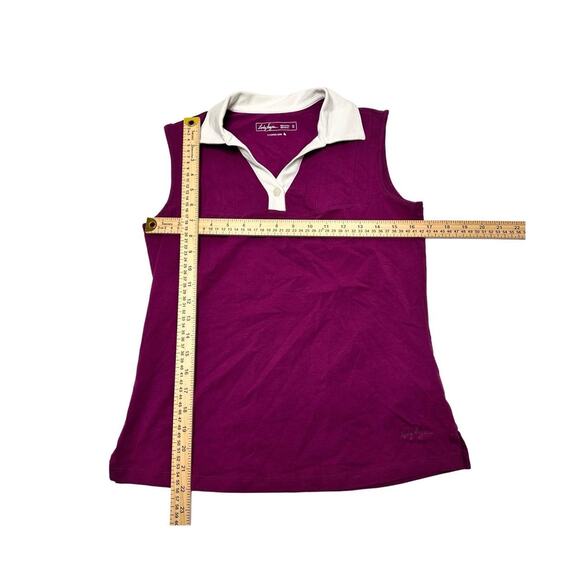 Lady Hagen Size Small Vintage Plum Hydro Dri Polo Collard Tennis Top - Picture 3 of 4
